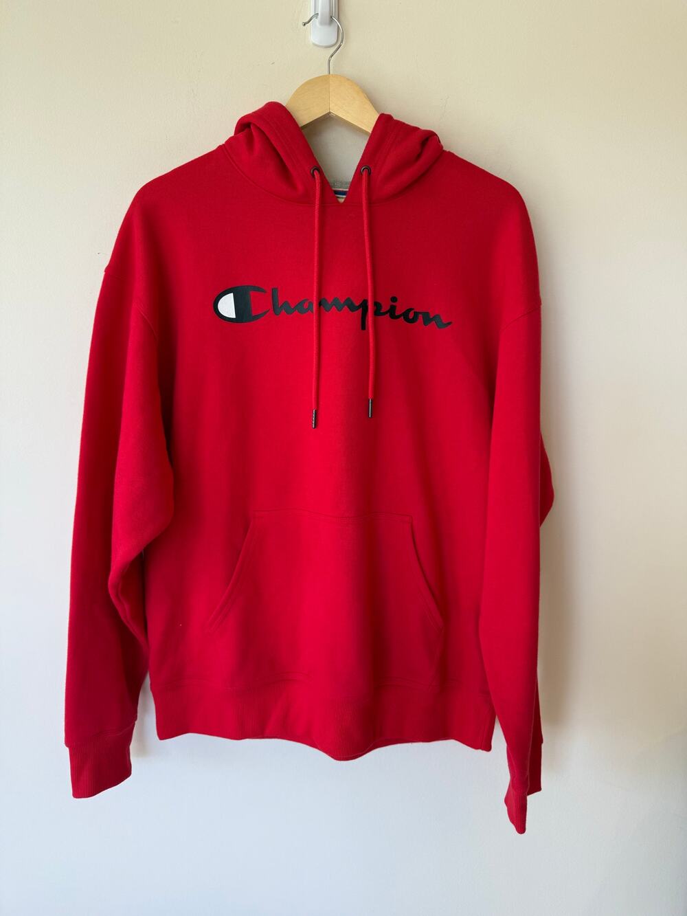 Champion Authentic Sweatshirt Men Large Graphic Logo Pullover Red Hoodie classic